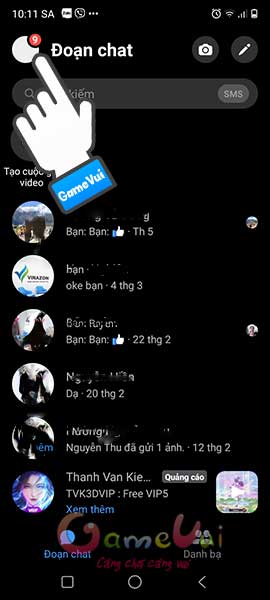 Chạm vào ảnh đại diện