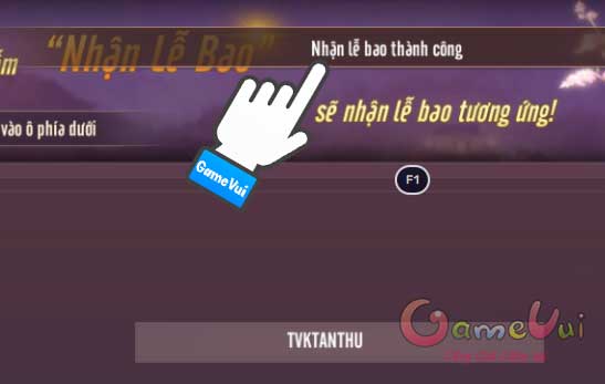 Nhận lễ bao thành công