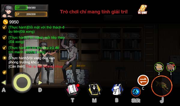 Dò tìm, thám hiểm tất cả phòng trong khu vực phòng thí nghiệm để tìm đầu mối, vật phẩm