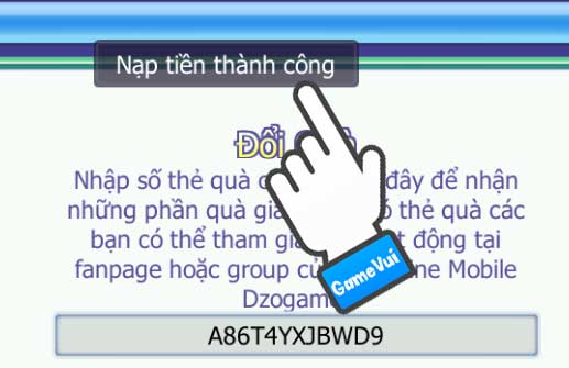 Nạp tiền thành công