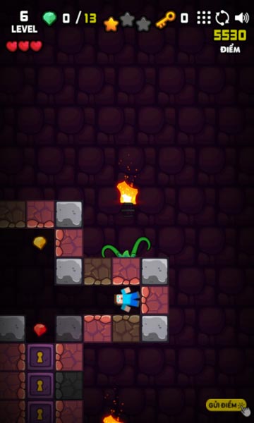 Điều khiển nhân vật Minecaves khéo léo, cẩn thận