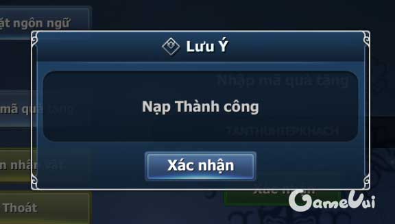 Nạp thành công