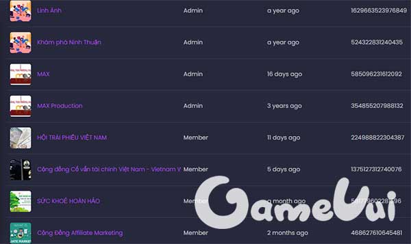 Kết quả tìm nhóm Facebook