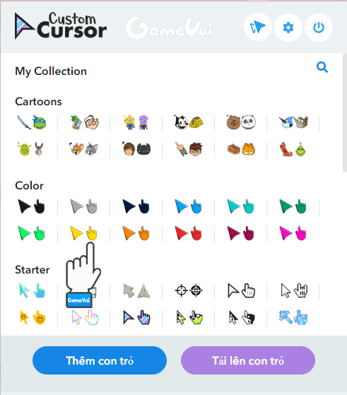Chọn con trỏ bạn thích hoặc bạn đã thêm