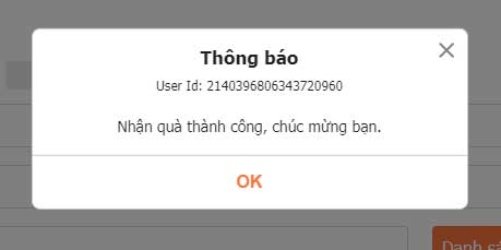 Nhận quà thành công