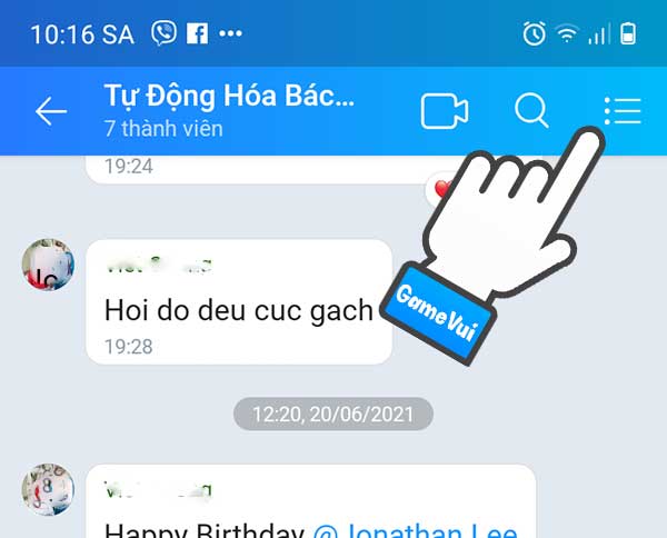 Chạm vào 3 dấu gạch