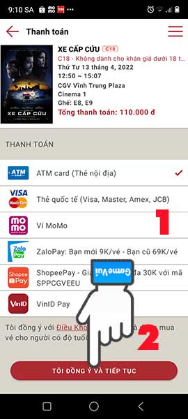 Chọn hình thức thanh toán