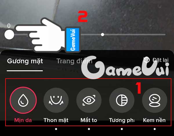 Chỉnh hiệu ứng làm đẹp về 0