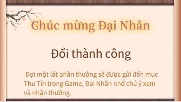 Đổi thành công