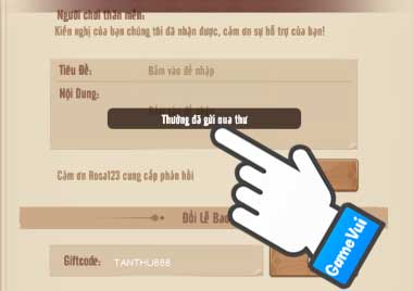 Thưởng đã gửi qua thư