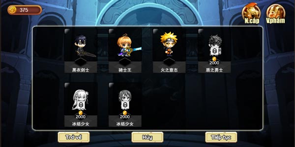 Lựa chọn nhân vật Anime yêu thích