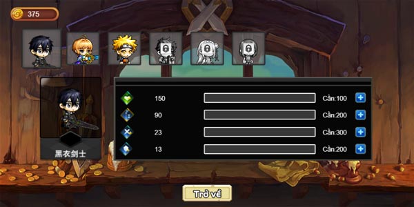 Tính năng nâng cấp sức mạnh cho nhân vật