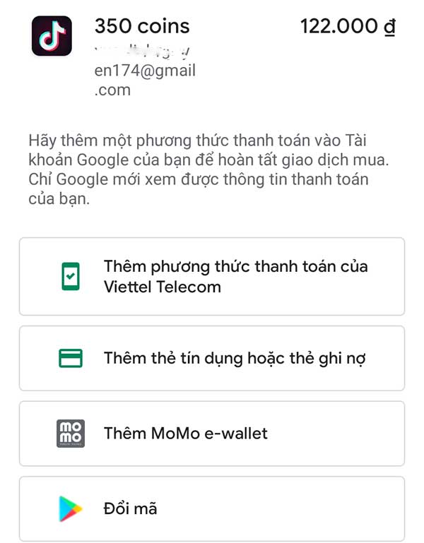 Chọn phương thức thanh toán