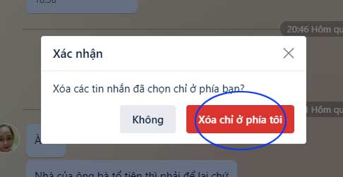 Xóa chỉ ở phía tôi