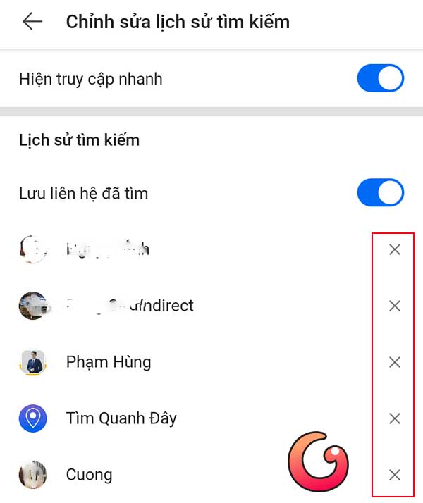Ấn dấu x để xóa