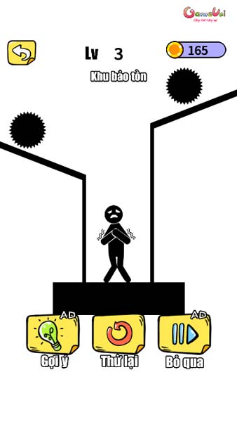 Làm sao để ngăn tảng đá rơi xuống trúng vào Stickman