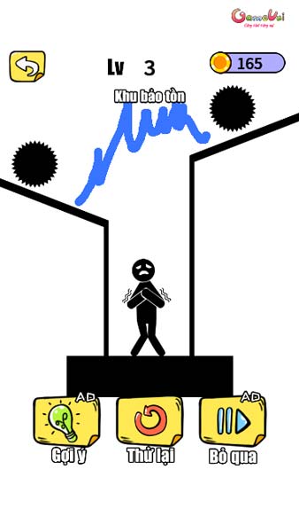 Vẽ ra những hình có thể ngăn chặn 2 hòn đá