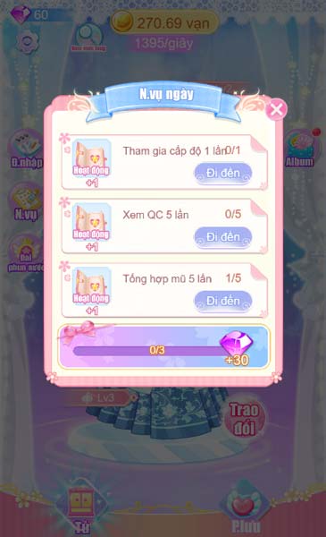 Danh sách nhiệm vụ cần thực hiện