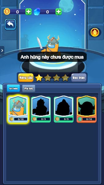 Mua và nâng cấp anh hùng trong trận chiến