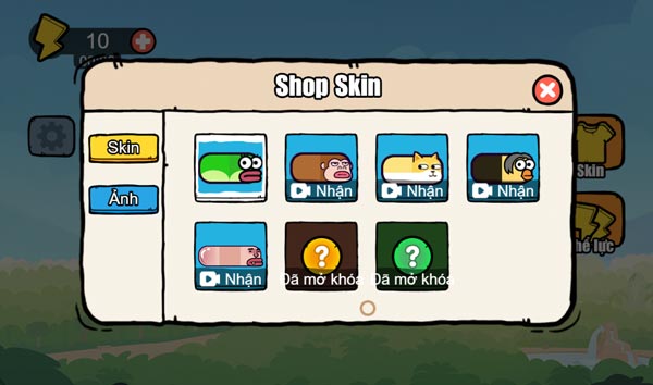 Các Skin trang phục trong Shop cửa hàng