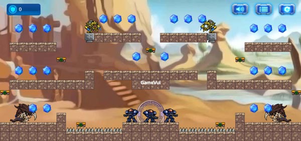 Điều khiển 3 nhân vật thu thập hết toàn bộ tinh thể năng lượng