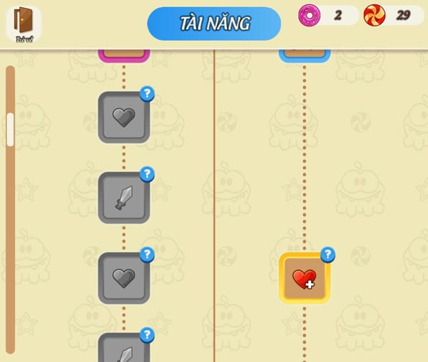 Hệ thống Tài năng để tăng sức mạnh cho Om Nom