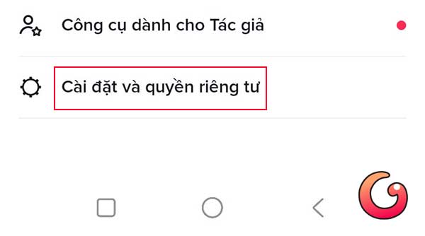 Cài đặt và quyền riêng tư
