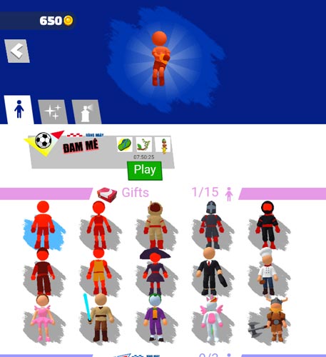 Các mẫu Skin nhân vật và phụ kiện