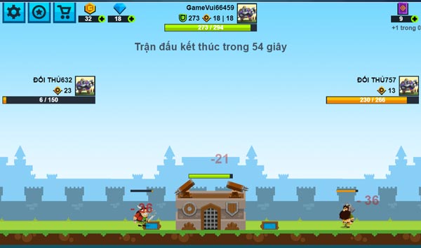 Phòng thủ tòa tháp của bạn trước các đợt tấn công của đối thủ