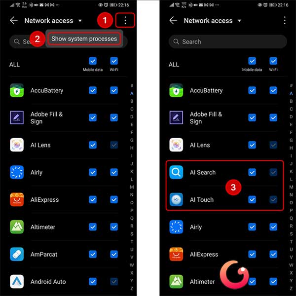 Tắt kết nối mạng ứng dụng hệ thống