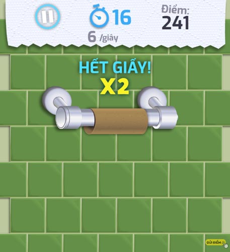 Lôi được càng nhiều giấy vệ sinh thì số điểm đạt được càng cao