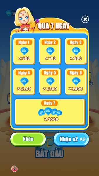 Quà kim cương đăng nhập 7 ngày