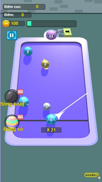 Điều chỉnh và chọn hướng để bắn bóng