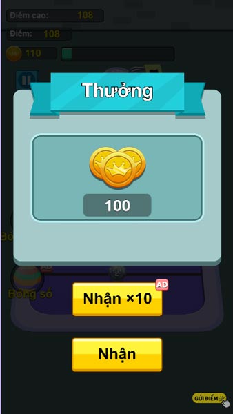 Nhận thưởng sau khi hoàn thành cấp độ