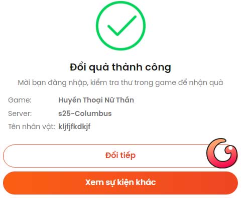 Đổi quà thành công