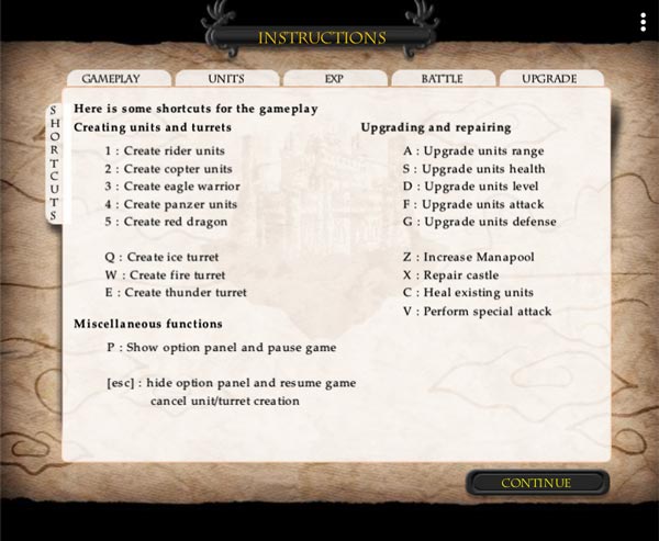 Hướng dẫn chơi game, các phím tắt trong game