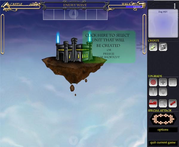 Tạo ra các loại quân để bảo vệ lâu đài Gió