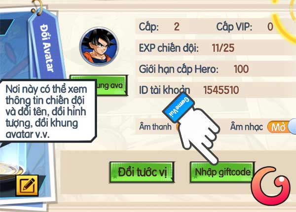 Nhập giftcode