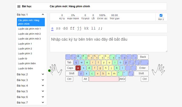 Chơi game Tập gõ 10 ngón máy vi tính - GameVui