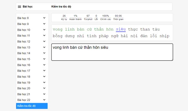 Hỗ trợ việc kiểm tra luyện gõ phím tiếng Anh và cả tiếng Việt