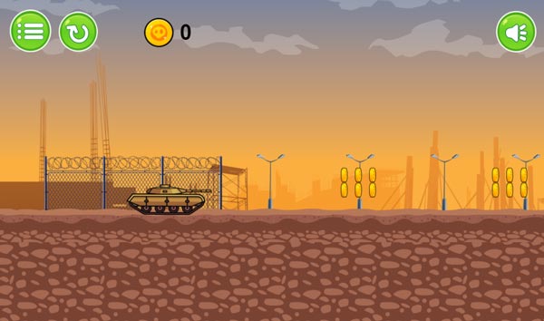 Điều khiển tăng chiến thu thập hết những đồng xu vàng