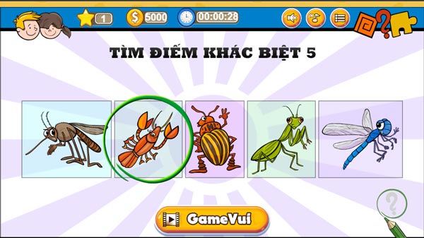 Nếu chọn đúng câu trả lời sẽ gạch vòng tròn màu xanh