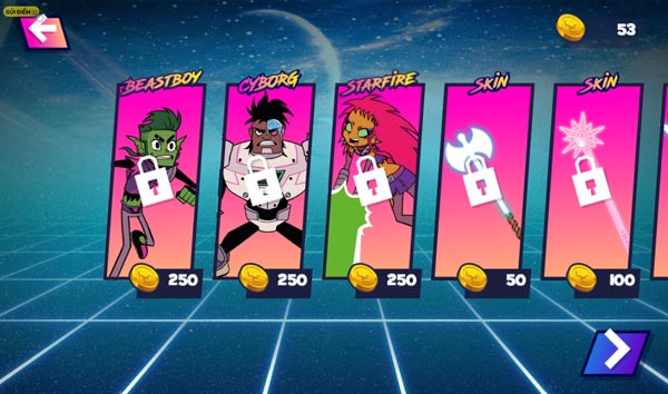 Các mẫu nhân vật TTG cùng với vật phẩm nâng cao trong Shop cửa hàng