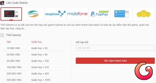 Nhập mã thẻ nạp