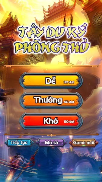 Chọn chế độ Dễ, Thường hoặc Khó