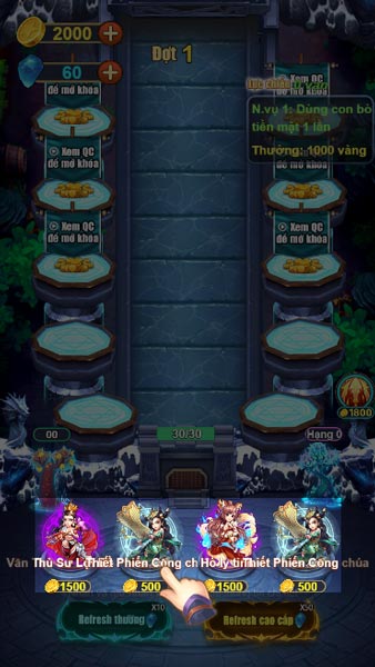Sử dụng Rune để refresh và vàng để mua tướng