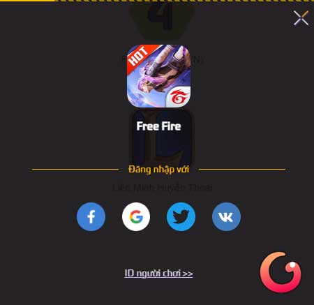 Đăng nhập tài khoản Free Fire