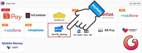 Chọn hình thức thanh toán thẻ ATM