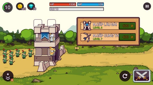 Nâng cấp lâu đài và xạ thủ