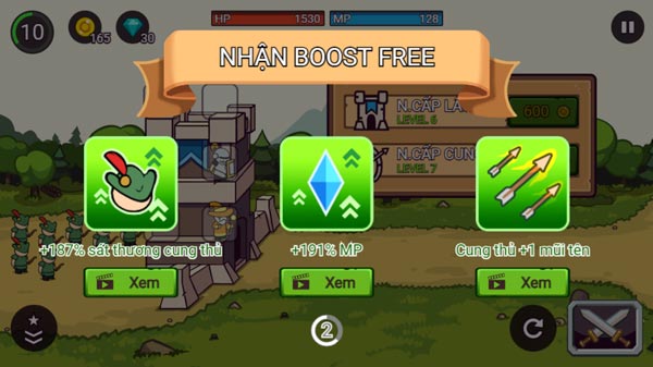 Nhận hỗ trợ tăng sức mạnh đầu trận